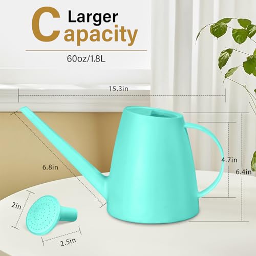 Plastic Watering Can - for Indoor and Outdoor House Plant Garden - with Long Spout - 1/2 Gallon - SkyBlue - color: Skyblue