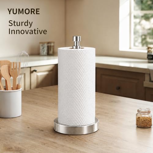 3.9lbs Heavy Duty Paper Towel Holder Countertop Weighted Base | Chrome,Stainles Steel,Modern Standing Countertop Dispenser for Kitchen,Easy One-Handed Tear - color: Chrome