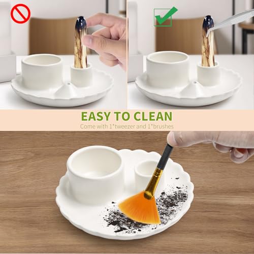 Palo Santo Sticks Holder, 4 in 1 Incense and Candle Holder White | 4 in 1 Incense and Candle Holder for Ash Catcher Tray for Meditation Yoga Room - color: White