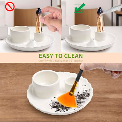 Palo Santo Sticks Holder, 4 in 1 Incense and Candle Holder White | 4 in 1 Incense and Candle Holder for Ash Catcher Tray for Meditation Yoga Room - color: White