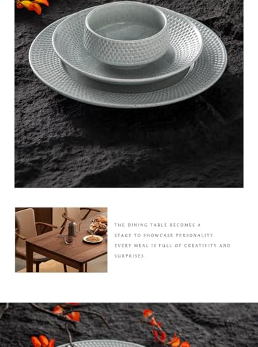 4-piece set, ceramic, embossed B design plate and bowl set, microwave and dishwasher tableware set, shatterproof and scratch resistant dinner set, irregular edge design, white - color: style - 12