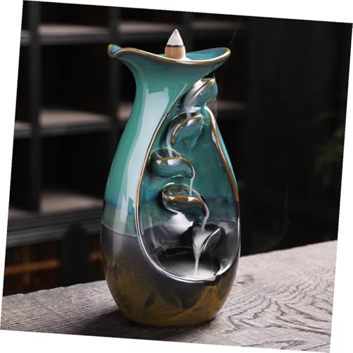Happyyami Backflow Incense Burner Ceramic Censer Holder Decorative Home Aromatherapy Incense Holder for Meditation and Living Room Desktop Ornament