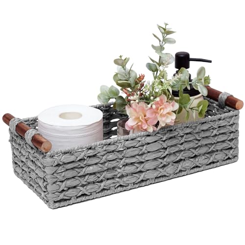 Basket for Toilet Paper Storage Baskets for Bathroom Decor Organizing | with Handle for Bedroom Home Decor and Shelves Apartment Countertop Use,Light Gray - color: Light-Grey