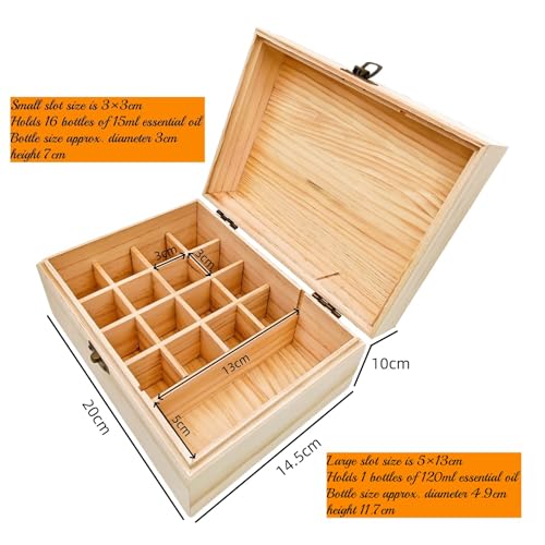 Anktily Unfinished Wooden Storage Organizer Box with Lid, Unpainted Wood Case Box for Small Keepsakes, Jewellery, Tea Bag Holder Case (17 Grids) - style: 17 Grids