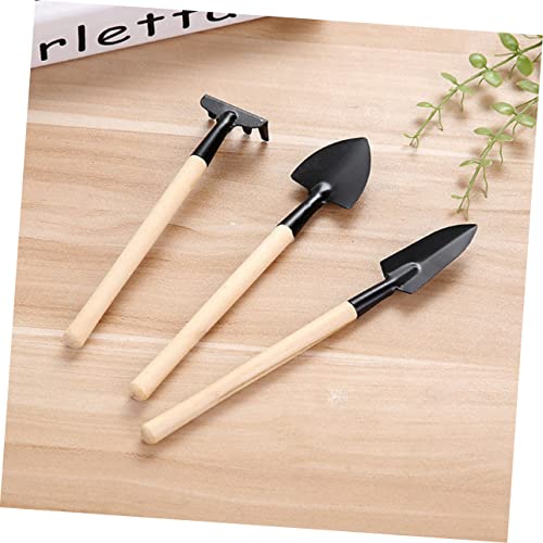 2Sets Mini Gardening Tools Handle Planting Tools for Transplanting Mini Garden Tools with Rake Shovel and Trowel for Succulents and Houseplants