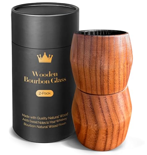 The Original Charred Wooden Bourbon Drinking Glass, Bourbon Gifts for Men | 10 oz Charred Wooden Old Fashioned Glass Whiskey Tumbler Anniversary Birthday Whiskey Gifts for Men, Dad or Brother(2 Pack) - color: 2 Pack