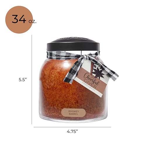 A Cheerful Giver - Whiskey Barrel - 34oz Papa Scented Candle Jar with Lid - Keepers of the Light - 155 Hours of Burn Time, Gift for Father's Day, Brown - size: 34 oz, style: Whiskey Barrel