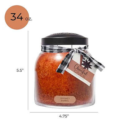 A Cheerful Giver - Whiskey Barrel - 34oz Papa Scented Candle Jar with Lid - Keepers of the Light - 155 Hours of Burn Time, Gift for Father's Day, Brown - size: 34 oz, style: Whiskey Barrel