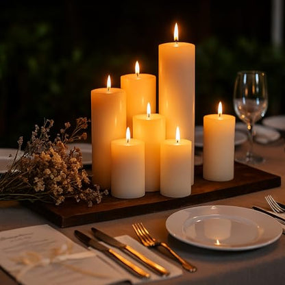 Ivroy Pillar Candles Bulk Set of 18，Hurricane Candles，3 Different Lengths 2 x 3/6/8 Inch (6 Each)，Dripless Unscented Smokeless，Gives You a Better Atmosphere When Organizing an Event Party. - color: 18 Flat-top, size: 2 x 3/6/8 Inch