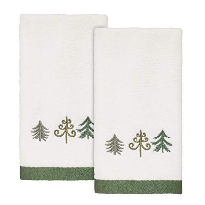 Avanti Linens - Fingertip Towels, Soft & Absorbent Cotton Velour, Holiday Bathroom Decor, Set of 2 (Christmas Trees Collection) - size: 2pc Fingertip Towels
