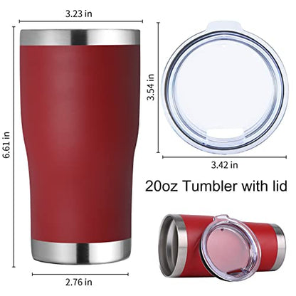 DOMICARE 20oz Tumbler with Lid Stainless Steel Tumblers Bulk, Double Wall Vacuum Insulated Coffee Travel Mug Powder Coated Tumbler, 1 Count (Pack of 1) Red - color: Red, size: 1 count