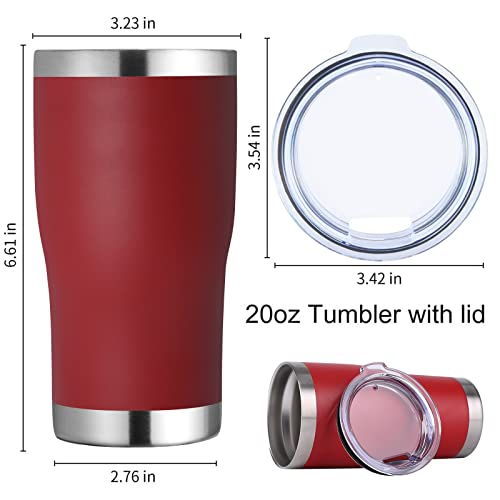DOMICARE 20oz Tumbler with Lid Stainless Steel Tumblers Bulk, Double Wall Vacuum Insulated Coffee Travel Mug Powder Coated Tumbler, 4 Count (Pack of 1) Red - color: Red, size: 4 count