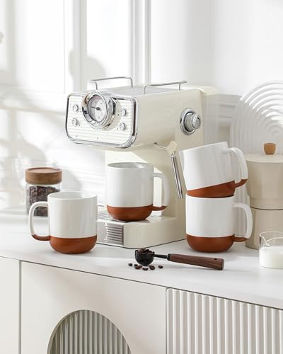 MALACASA Ceramic Coffee Mugs Set of 4, 16oz Coffee Cups, Modern Farmhouse Mugs for Coffee, Latte, Tea, Hot Chocolate, Cappuccino, Milk, Microwave & Dishwasher Safe, Khaki White, Series TARA - color: Khaki White, size: 16 Oz