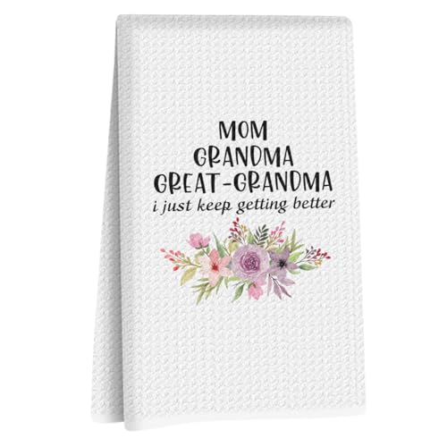 Great Grandma Dish Towels - Great Grandma Gifts Waffle Weave Kitchen Towels | Grandma Hand Towel, Grandma Tea Towel, Grandma Gifts from Grandson Granddaughter Reusable Waffle Weave Microfiber Absorbent - color: Great Grandma