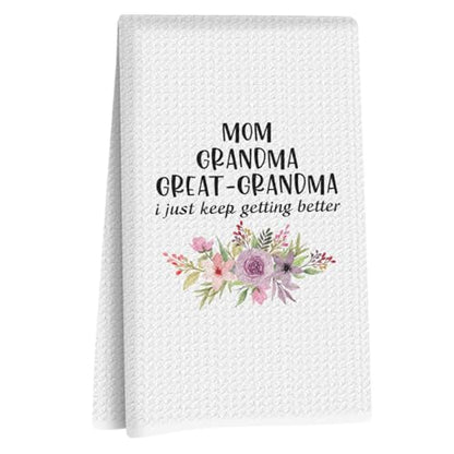 Great Grandma Dish Towels - Great Grandma Gifts Waffle Weave Kitchen Towels | Grandma Hand Towel, Grandma Tea Towel, Grandma Gifts from Grandson Granddaughter Reusable Waffle Weave Microfiber Absorbent - color: Great Grandma
