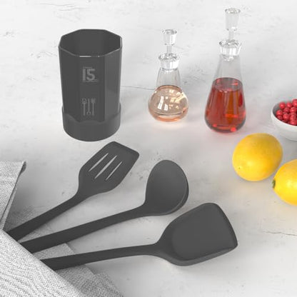AOTHOD Silicone Cooking Utensils Set - 446°F Heat Resistant Kitchen Utensils,Spatula Sets,Turner Tongs,Spoon,Kitchen Utensil Gadgets Tools Set for Nonstick Cookware,Dishwasher Safe BPA Free (Gray) - color: Gray