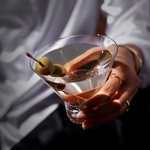 Viski Heavy Base Stemless Martini Glasses Set of 2, Crystal Cocktail Glasses for Vodka or Espresso Martini, Home Bar Glassware, Birthday Gifts for Women, Retirement Gifts for Men, 7.5 oz - style: Stemless Martini Glass