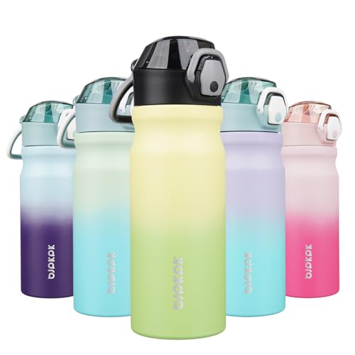 BJPKPK 18 oz Water Bottle with Straw & Handle, Insulated Stainless Flask | Leak Proof Locking Lid, Thermal, Double Wall Vacuum, Keeps Hot/Cold, BPA Free, Dishwasher Safe, Travel & Sports, Lime - color: Lime, size: 18 Ounces