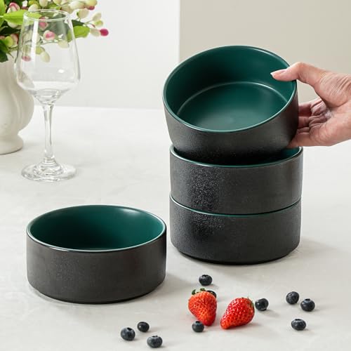 26 OZ Ceramic Cereal Bowls Set, 6 Inch, Set of 4, Modern Green | Handcrafted, Dishwasher & Microwave Safe, For Breakfast, Soups, Oatmeal, Ramen, Pho, Udon, Soba - color: Green, size: Cereal Bowls Set (4PCS)