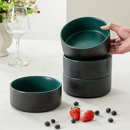 26 OZ Ceramic Cereal Bowls Set, 6 Inch, Set of 4, Modern Green | Handcrafted, Dishwasher & Microwave Safe, For Breakfast, Soups, Oatmeal, Ramen, Pho, Udon, Soba - color: Green, size: Cereal Bowls Set (4PCS)
