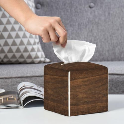 Bless You Tissue Box Cover Square,Wooden Board Texture Tissue Box Holder Waterproof Leather Facial Paper Organizer Dispenser for Bathroom Home Car Nightstand Vanity Desk - color: Color-22
