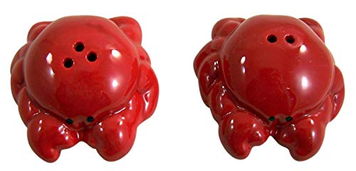 Ocean Themed Red Crabs Ceramic Salt and Pepper Shakers, 2 1/2 Inch