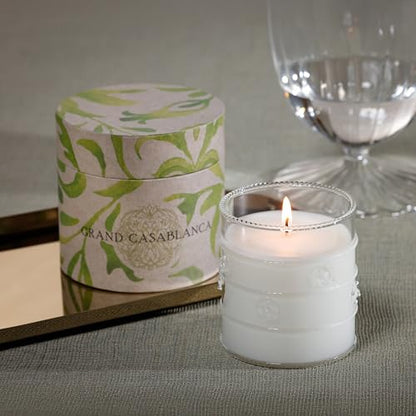 Zodax Grand Casablanca Scented Jar Candle, 6.5 oz - Water Lotus | Decorative glass jar candle, Clean aquatic floral and herbal scent, 40 hours burn time, Gift box included - size: 6.5 oz/ 1 pack