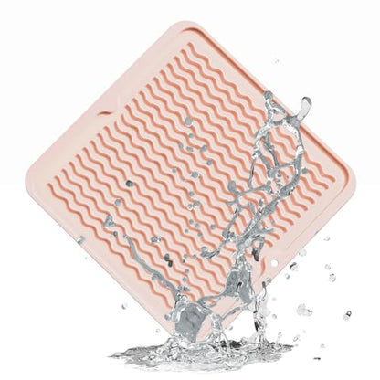 ZLR 4-in-1 Silicone Mat: Air Fryer & Coffee Maker, 12"x12", Peach Pink | Dish Drying Mat, Heat-Resistant Trivet to 450°F, Appliance Non-Slip Base, Food-Grade, Dishwasher Safe, Rolls Up - color: Peach Pink, size: 12" x 12"