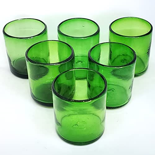 Solid Emerald Green 9 oz Short Tumblers (set of 6), Recycled Glass, Lead-free, Toxin-Free (9oz Tumbler) - color: Green, size: 9 oz