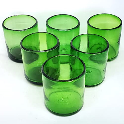 Solid Emerald Green 9 oz Short Tumblers (set of 6), Recycled Glass, Lead-free, Toxin-Free (9oz Tumbler) - color: Green, size: 9 oz