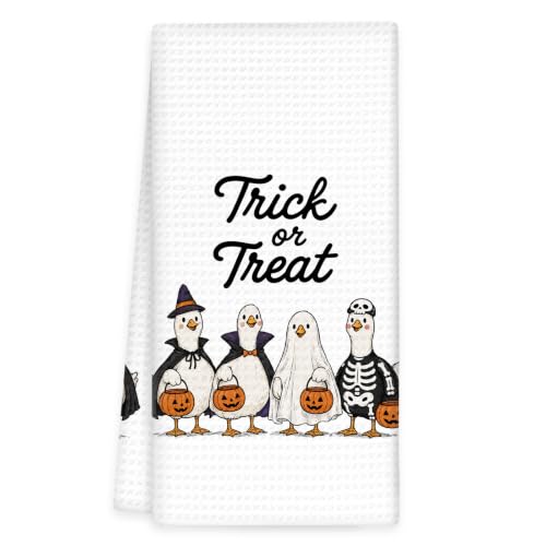 Funny Halloween Goose Kitchen Towels, Fall Geese Hand Towels | Funny Cute Goose Gifts Dish Tea Towel for Kitchen Decorative, Farmhouse Animal Halloween Fall Bathroom Decor, 16x24In - color: Goose