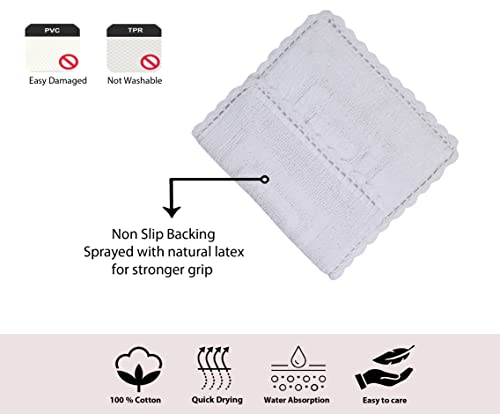 Home Weavers Casual Elegance Reversible Bathmat 100% Cotton Bathroom Rugs Set, Washable Rug, Extra Soft and Absorbent Bath Rug, Kitchen Mat, Bath Mat Set, Non Slip Mat, 24"x40" Rectangle, White - color: White, size: 2' x 3'4" (Rectangular)