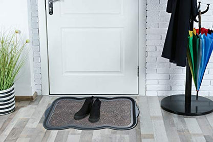 A1HC Boot Tray-Water Resistant Rubber Utility Shoe Mat 16"x31" for Indoor and Outdoor Use in All Seasons Multi-Purpose Boot Tray Mat for Entryways - style: Geometric Black