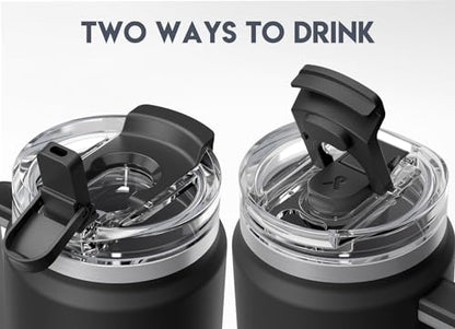 Meoky 40 oz Tumbler with Handle and Straw, Insulated Tumbler with Lid and Straw, Stainless Steel Travel Mug, Keeps Cold for 34 Hours, 100% Leak Proof, Fits in Car Cup Holder (Night) - color: Night, size: 40 Ounces