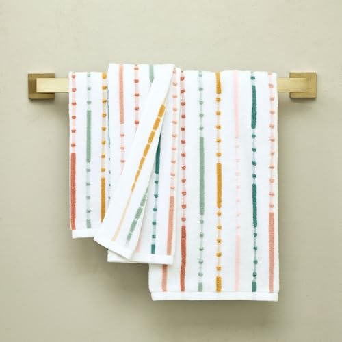 SKL Home Modesto Stripe 100% Cotton Premium Bath Towel, 600 GSM, Soft & Absorbent, Reversible Jacquard, Multi - color: Modesto Stripe, style: Bath Towel