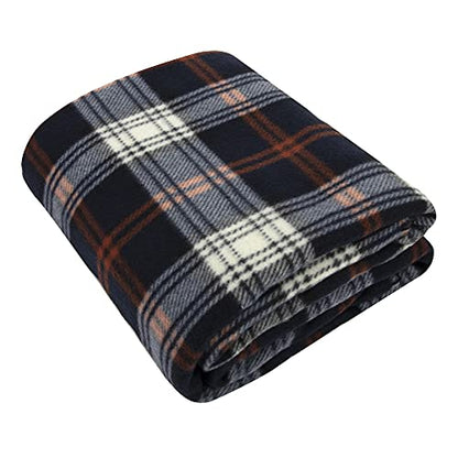 Trail maker 50x60 Throw Blankets, Plaid Fleece Throw Blankets for Bedroom, Couch, Livingroom, Chair, Pets, Outdoors - color: Black