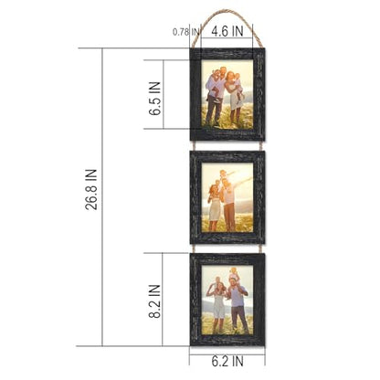 5x7 Wall Hanging Picture Frames Collage with 3 Opening Frames Black 2 Pack - color: Rustic Black, size: 5x7- 2 Pack
