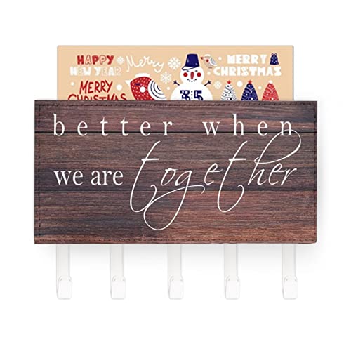 Wooden Key Holder Better When We Are Together,Mail Holder And Key Rack for Entryway,Farmhouse Home Decor Key Hooks,Rustic Key Hangers with 5 Hooks - color: style-8