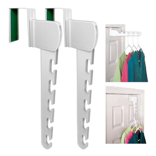 Over The Door 2-Pack Organizer for Clothes Hangers, Space-Saving Cascading Hanger Hooks, White - size: 2-Pack