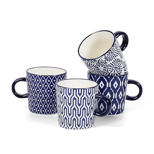 Selamica Ceramic Espresso Cups Set of 4, Vintage Blue | 5 Oz Espresso Mugs Porcelain Cappuccino Cups, Demitasse Cups for Coffee Latte Lungo Tea - color: Vintage Blue, size: 5 Oz