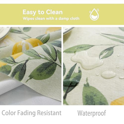 Jeloris Rectangle PVC Waterproof Lemon Tablecloth, Spring Summer Tablecloth Stain-Resistant Wipeable Wrinkle-Free Table Cover for Indoor/Outdoor, Picnic, BBQ, Dining, Party (55x86 inch) - size: 140" x 220" (Rectangular)
