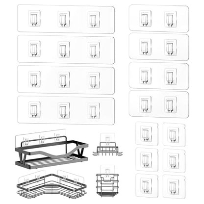 14 Pack Shower Caddy Replacement, Strong Hooks, No Drilling Shower Shelf, Hooks for Caddy, Soap Holder and Kitchen Racks - color: Transparent-Upgrade 14Pack