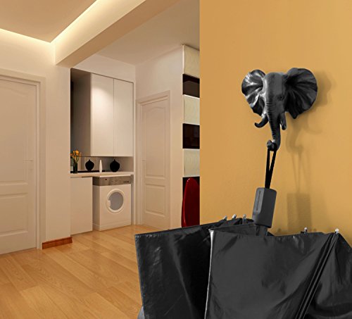 Elephant Head Single Wall Hook/Hanger Animal Shaped Coat Hat Hook Heavy Duty, Rustic Decorative Gift, Black - color: Elephant-Black