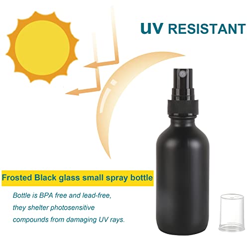 NOOEEISS Frosted Black Glass Small Spray Bottle 2 oz 24 Packs,Fine Mist Sprayer Small Clear Bottles,Refillable Containers mini spray bottles for Cleaning Solutions and Skin Care (Frosted Black 24pcs) - color: Black Frosted, size: 24Pack