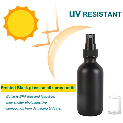 NOOEEISS Frosted Black Glass Small Spray Bottle 2 oz 24 Packs,Fine Mist Sprayer Small Clear Bottles,Refillable Containers mini spray bottles for Cleaning Solutions and Skin Care (Frosted Black 24pcs) - color: Black Frosted, size: 24Pack