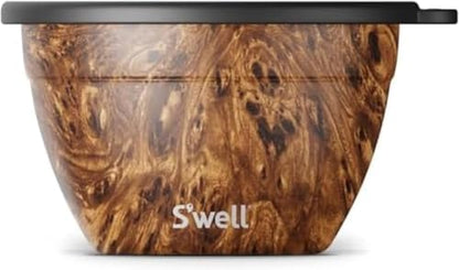 S’well Stainless Steel Salad Bowl Kit, Teakwood Finish, Includes 2oz Condiment Container and Removable Tray, Leak-Proof and Easy to Clean, Dishwasher Safe, 64oz (Pack of 8) - color: Teakwood, size: 64oz (Pack of 8)
