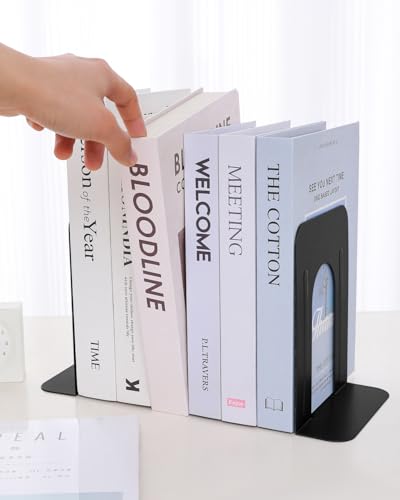 Honagu Bookends, Metal Book Ends, Bookends for Shelves, Book Holder Stopper for Heavy Books, /CDs/DVDs (1 Pairs/2 Pieces, Black) - color: Black