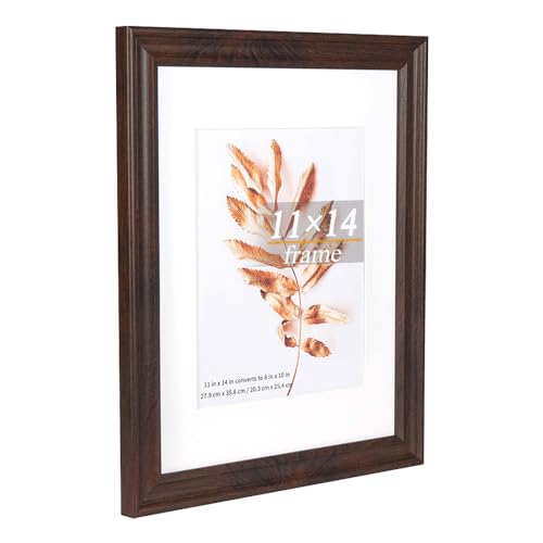 11x14 Picture Frames Rustic Brown Wood Pattern Photo Frames, for 8x10 with Mat or 11x14 Without Mat Gallery Wall Display Wood Frame 1Pack - color: Brown, size: 11x14-1P