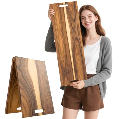 Acacia Wood Boards - Extra Large Charcuterie Board, Oversized 36 x 12 Inch Wood Serving Platter with Handles, Foldable Long Wooden Tray for Parties, Grazing & Appetizers