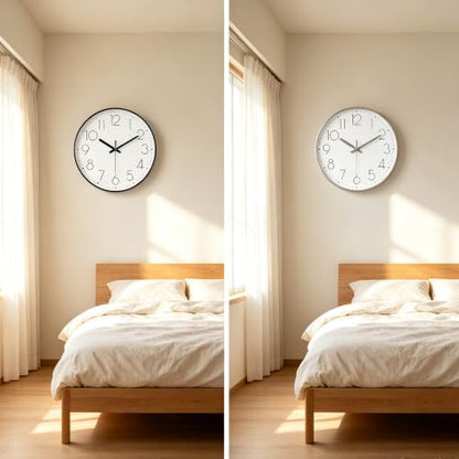2 Pack Black&Silver Wall Clock 12" Silent Wall Clocks Battery Operated | Office Kitchen Living Room Bedroom - color: Black&silver, size: 2 Pack-12 Inch